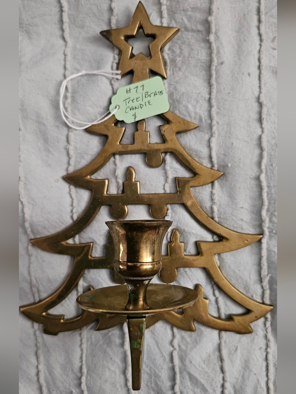 Source Unknown Brass Christmas Tree Wall Candle Sconce - Gold